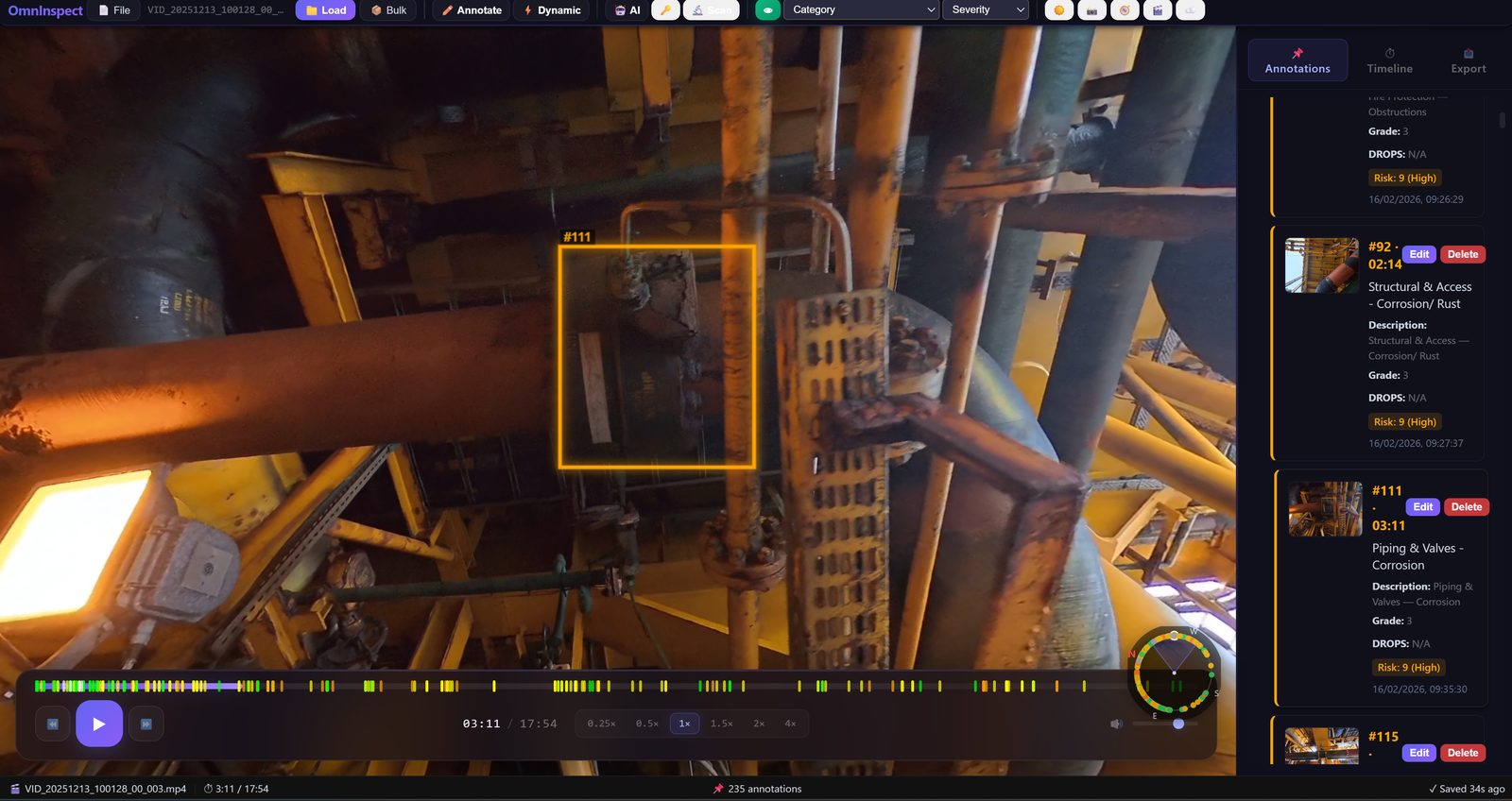 Omnispect 360 inspection interface